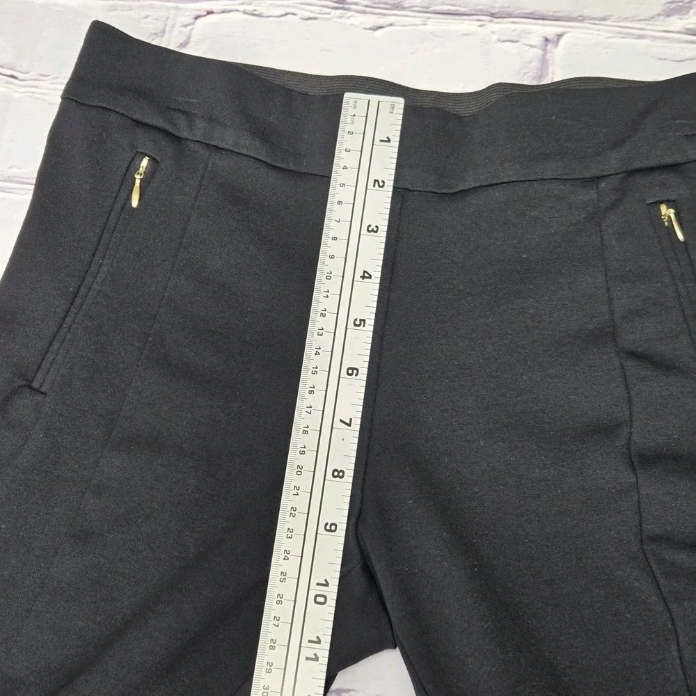 Black Linen Blend Pants Tapered Leg Mid-Rise Waist Casual Women Sz 10‎ Black